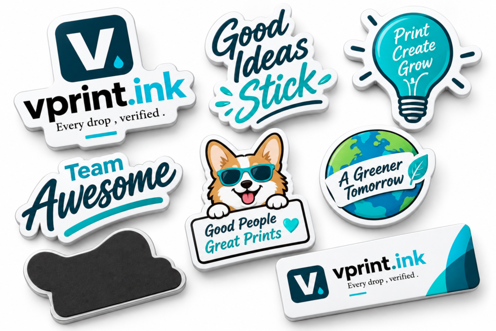 vprint_ink Die Shaped badge Mockup